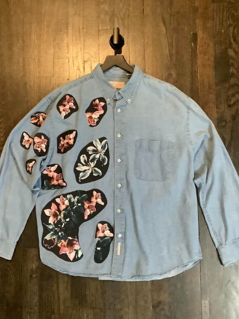 Perry Ellis Vintage Floral Denim Upcycled Shirt